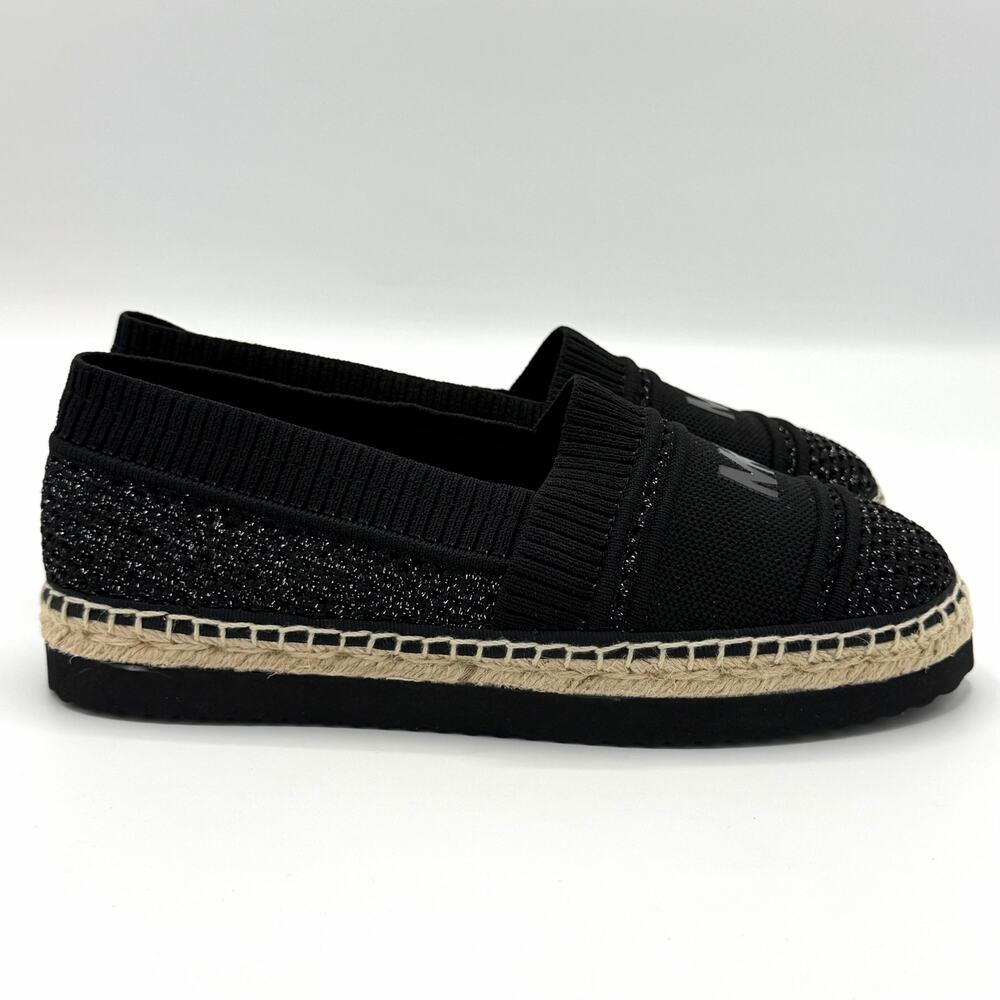 NEW Michael Kors Raya Espadrille Flats Black Metallic Knit Slip-On Shoes Sz 5.5 - Picture 6 of 10